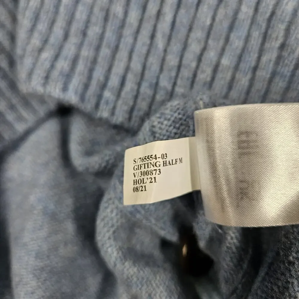 Banana Republic Sweater Mens L Blue Recycled Wool Blend Mock Neck Italian Yarn